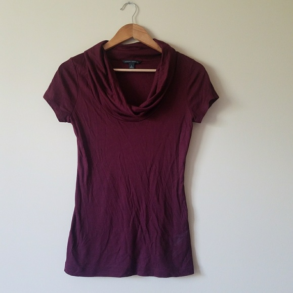 Banana Republic Tops - Banana Republic Maroon  Cowell Neck Tee Shirt